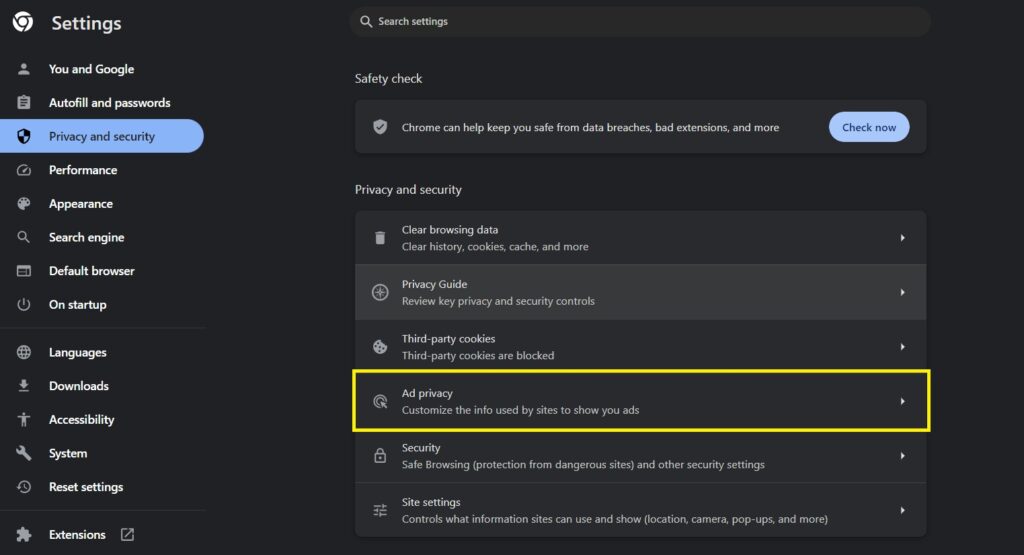 ad privacy Chrome Browser Security Settings Hindi