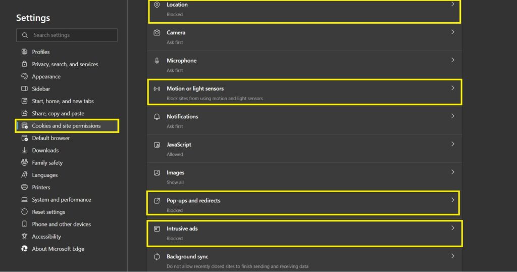 block pop redirects intrusive ads Edge Browser Security Settings Hindi