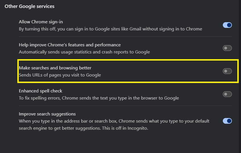 make searches and browsing better Chrome Browser Security Settings Hindi